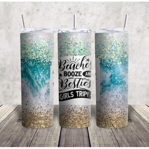 Hand Crafted Ocean Breeze Tumbler - Teal and Gold